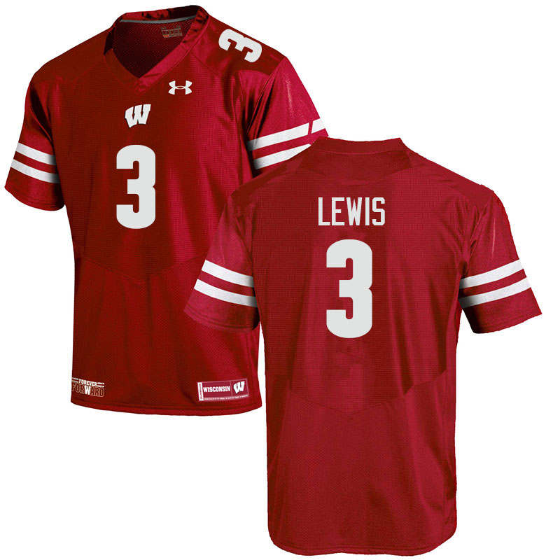 Men #3 Keontez Lewis Wisconsin Badgers College Football Jerseys Sale-Red